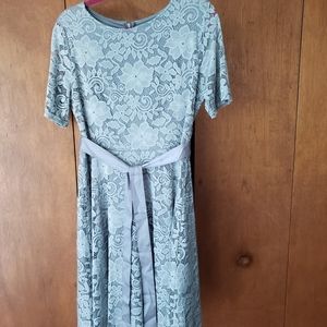 Beautiful gray, lace dress.